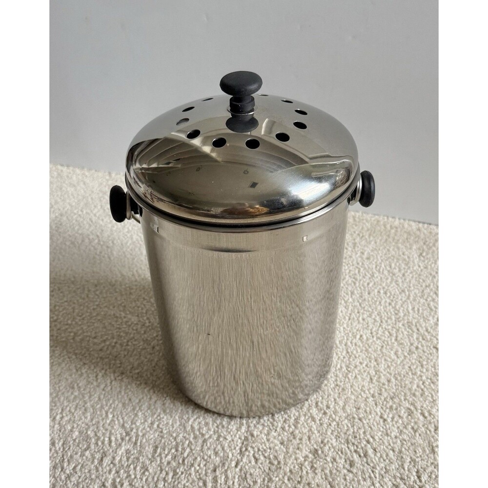 Grip-Ez Countertop Compost Bin Kitchen 1 Gallon Odorless Stainless Steel w/Lid - Picture 13 of 13